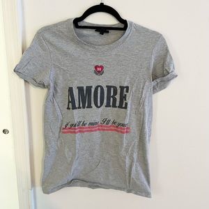 Topshop graphic tee, gray, size small